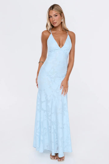 No Early Nights Maxi Dress Light Blue