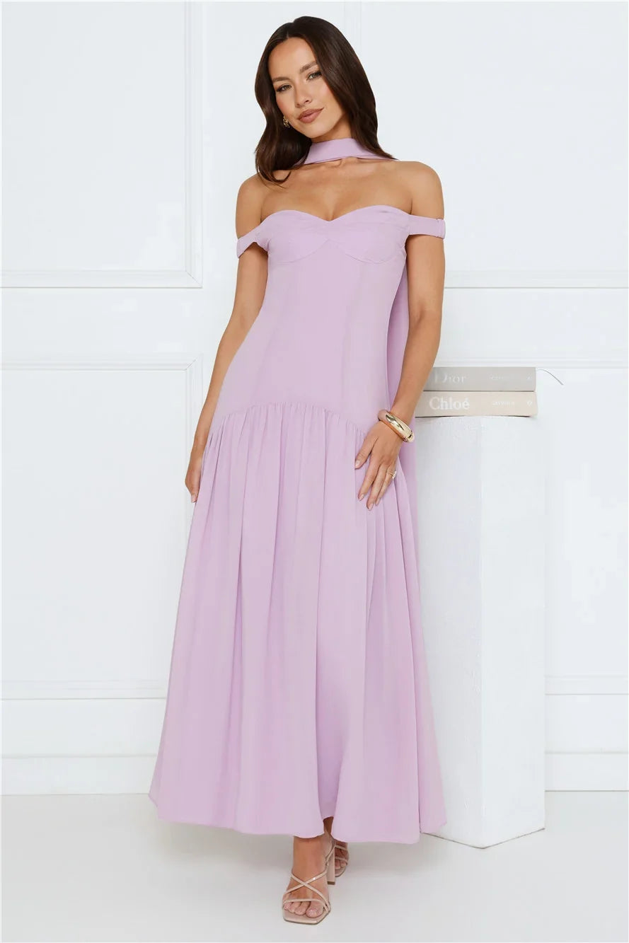The Style Spotlight Off Shoulder Maxi Dress Lilac