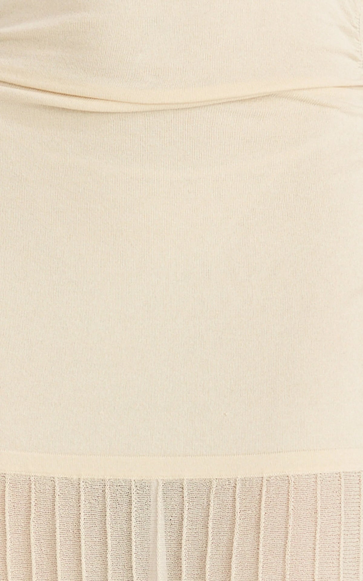 Roxy Maxi Dress - One Shoulder Pleated Skirt Knitted Dress in Cream