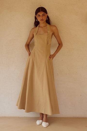 ASTRID HALTER MIDI DRESS - CAMEL