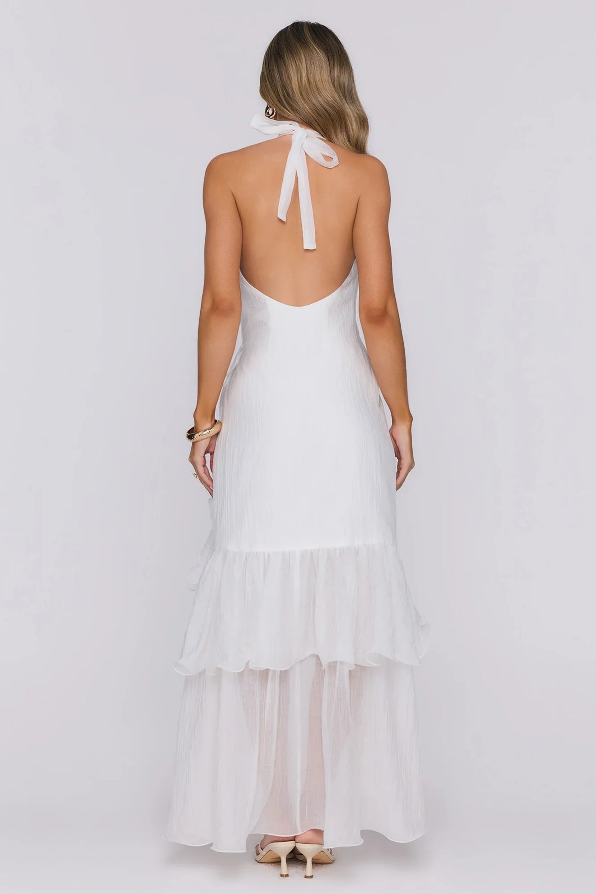 Her Extravaganza Halter Maxi Dress White