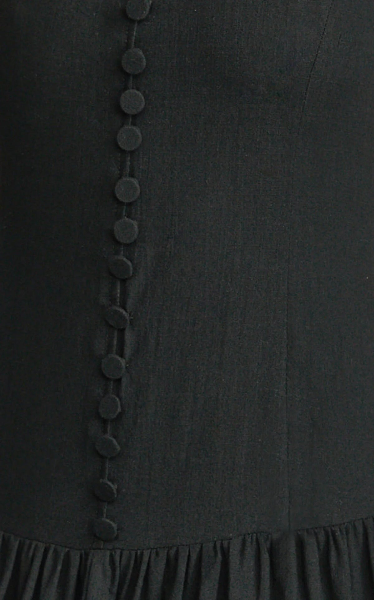 Cortez Maxi Dress - Square Neck Button Down Dropped Waist Dress in Black