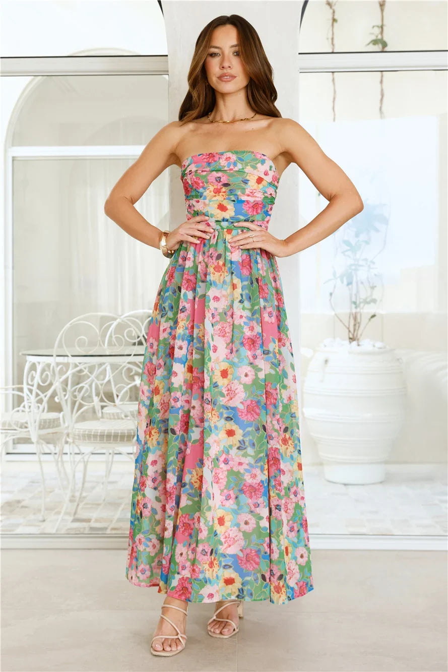 Floral Vibe Strapless Maxi Dress Floral