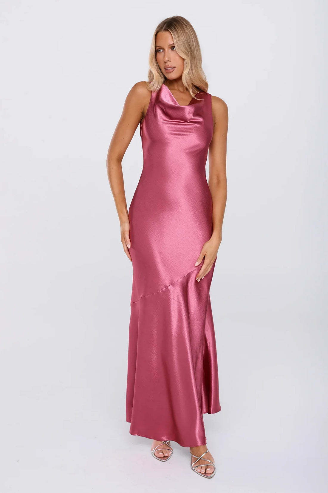 Signature Energy Satin Maxi Dress Magenta