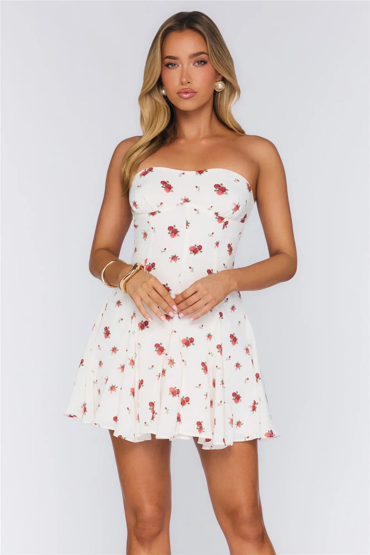 Her Rose Era Strapless Mini Dress Floral