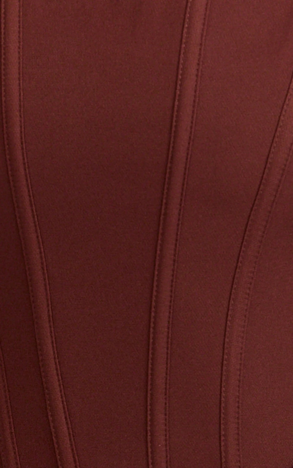 Jonas Midi Dress - Strapless Corset Bodice Draped Waist Skirt Dress in Chocolate