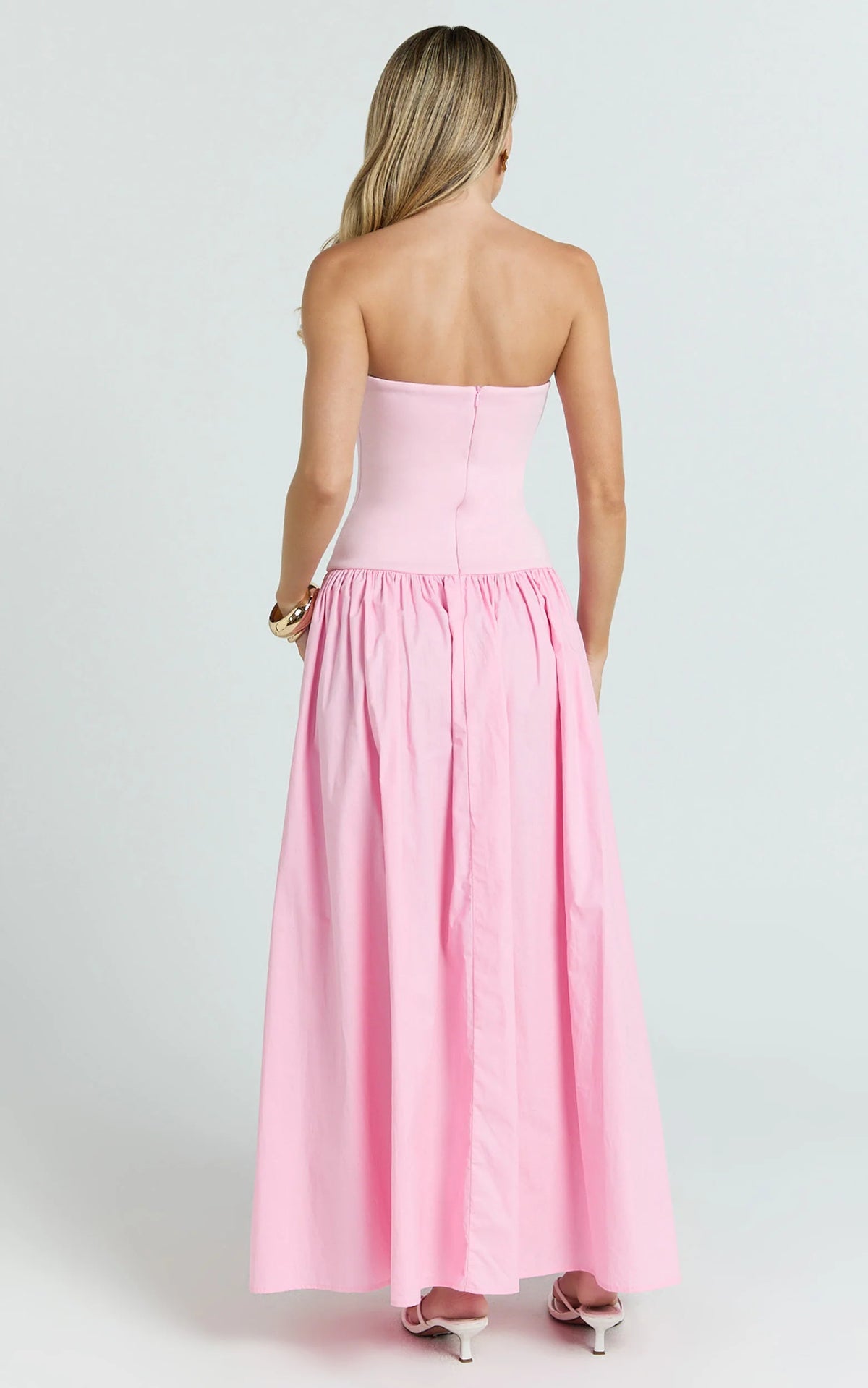 Cheyenne Maxi Dress - Strapless A Line Dress in Pink