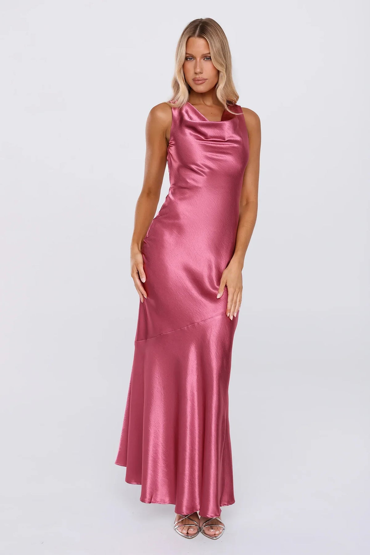 Signature Energy Satin Maxi Dress Magenta