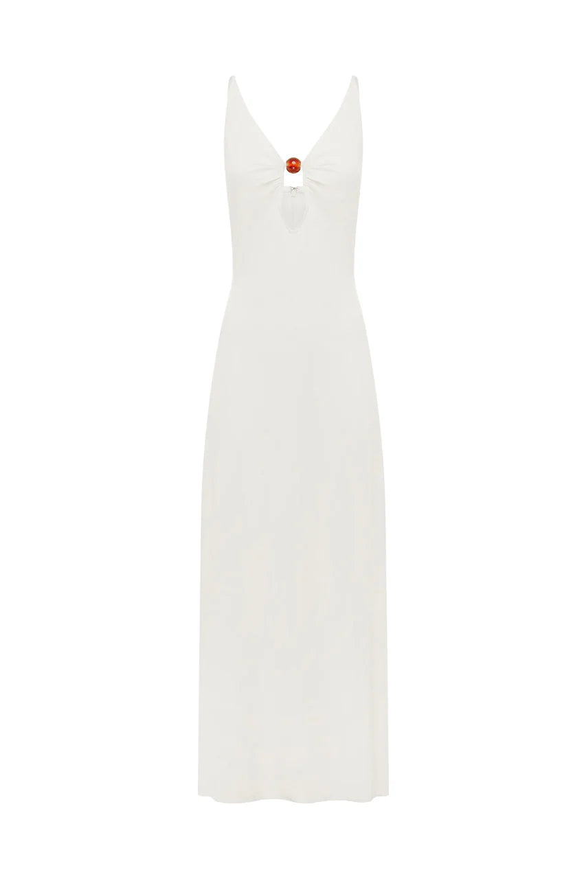 UNITY LOW PLUNGE MAXI DRESS - WHITE
