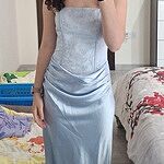 Dressed To Dazzle Strapless Satin Maxi Dress Blue