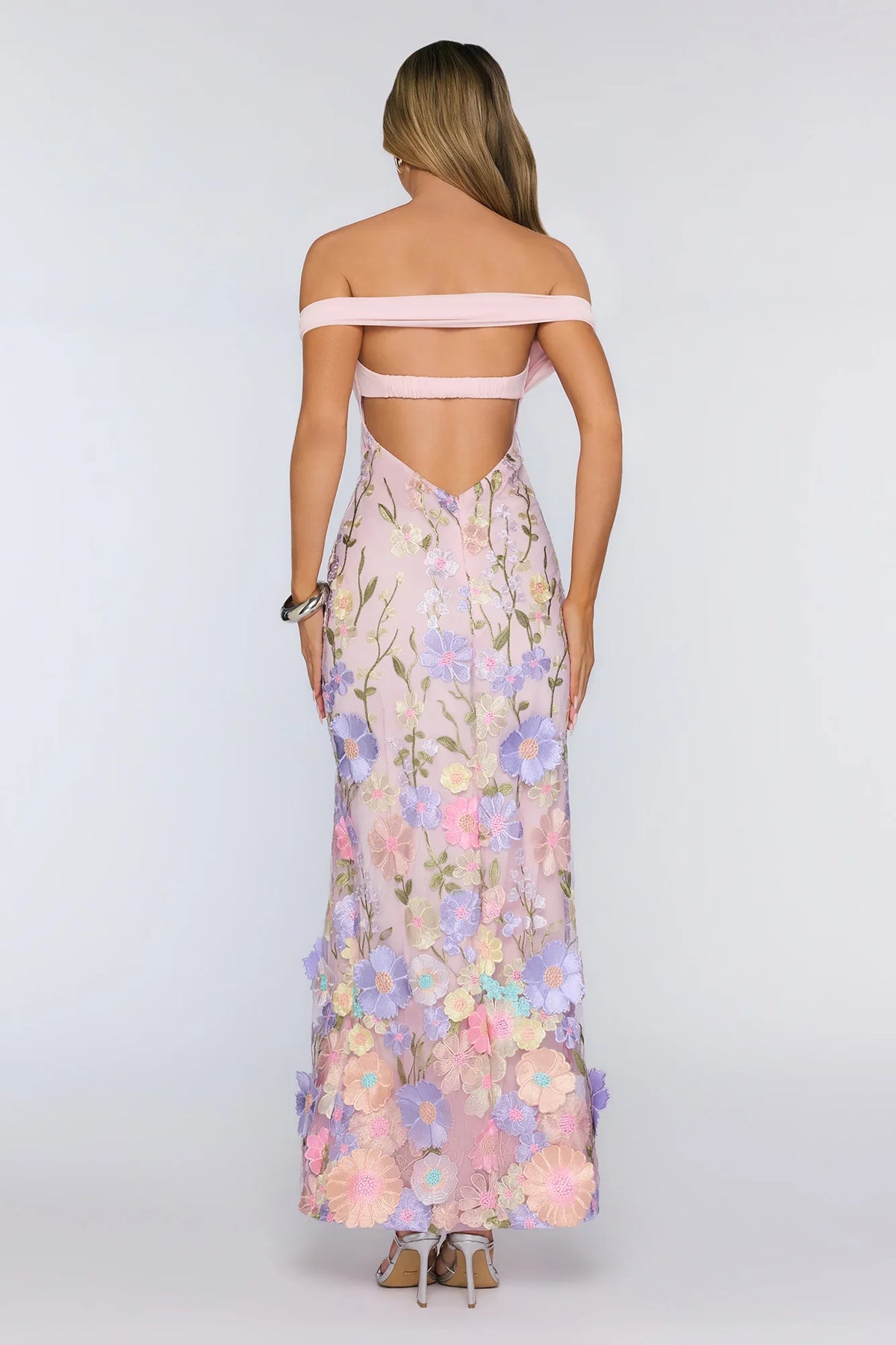 Floating In Style Off Shoulder Maxi Dress Floral
