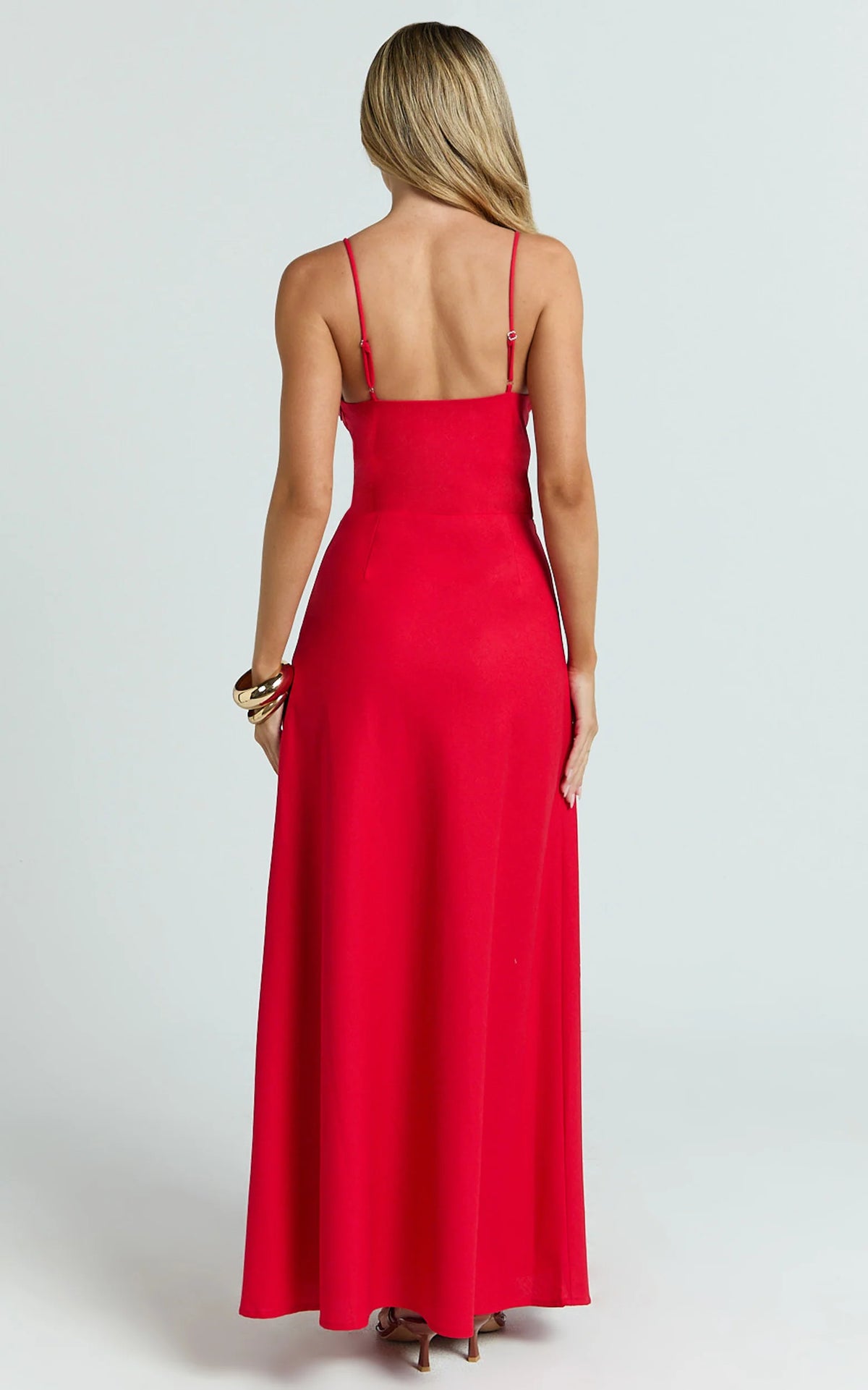 Hinata Maxi Dress - Linen Blend Slip Dress in Red