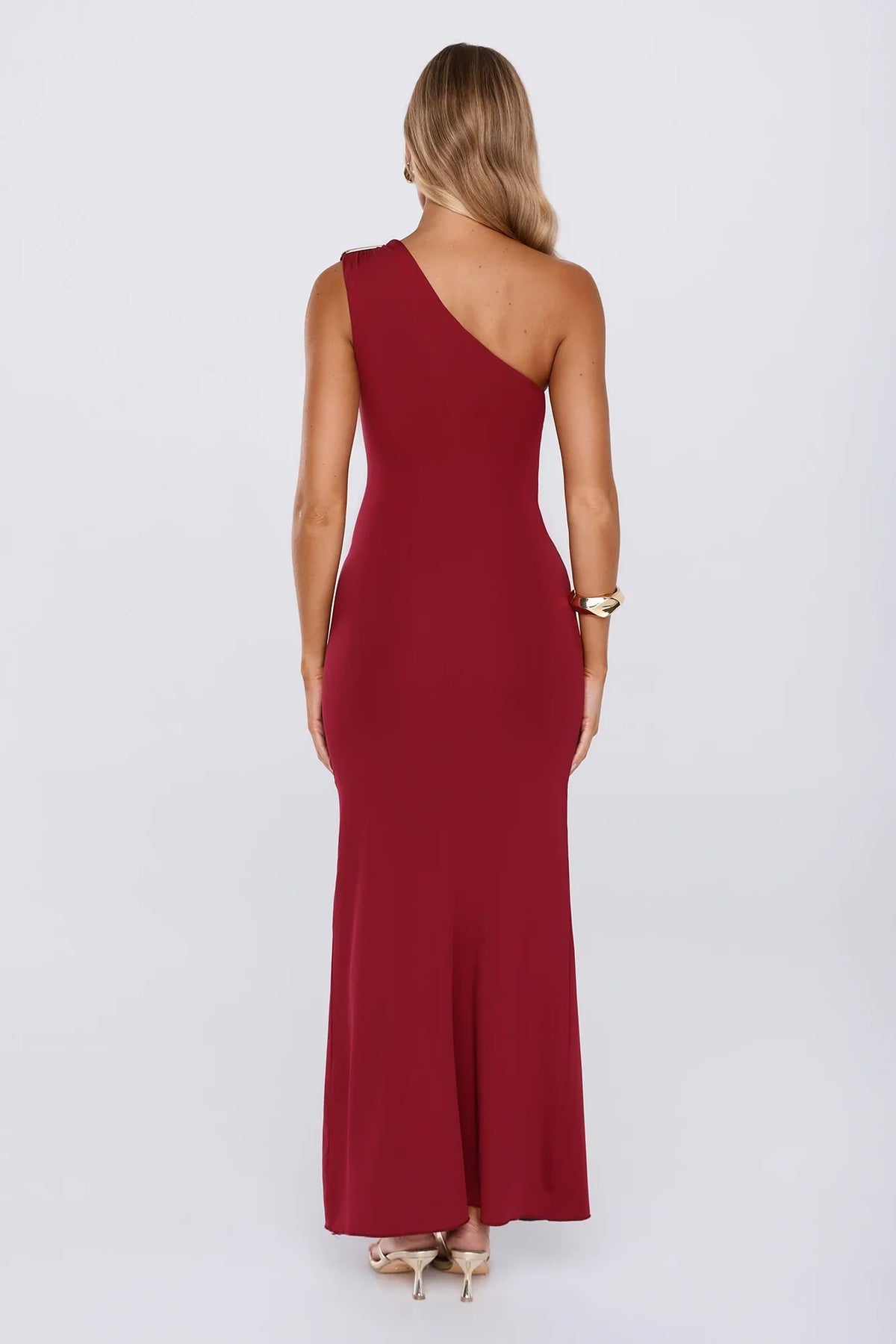 Good Times Club One Shoulder Maxi Dress Wine