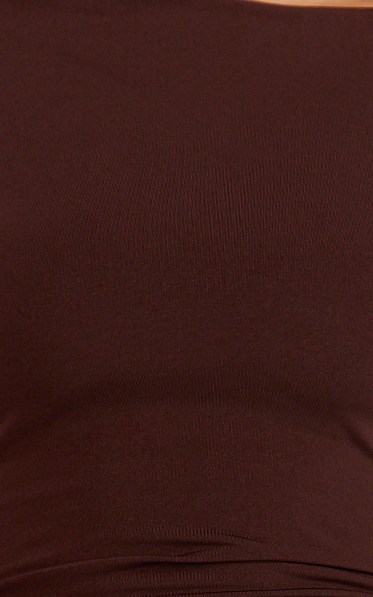 Primrose Mini Dress - Slash Neck Long Sleeve A Line Dress in Chocolate