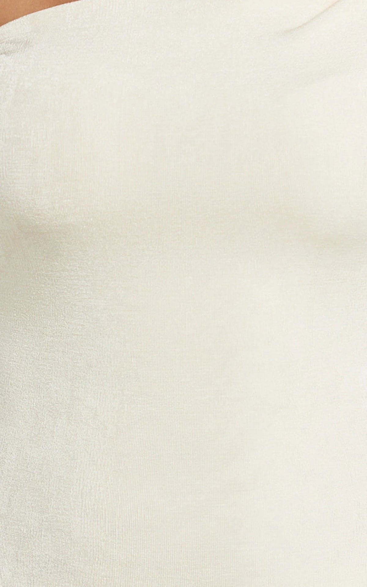 Isabel Midi Dress - Twist Off Shoulder Bodycon Dress in Cream