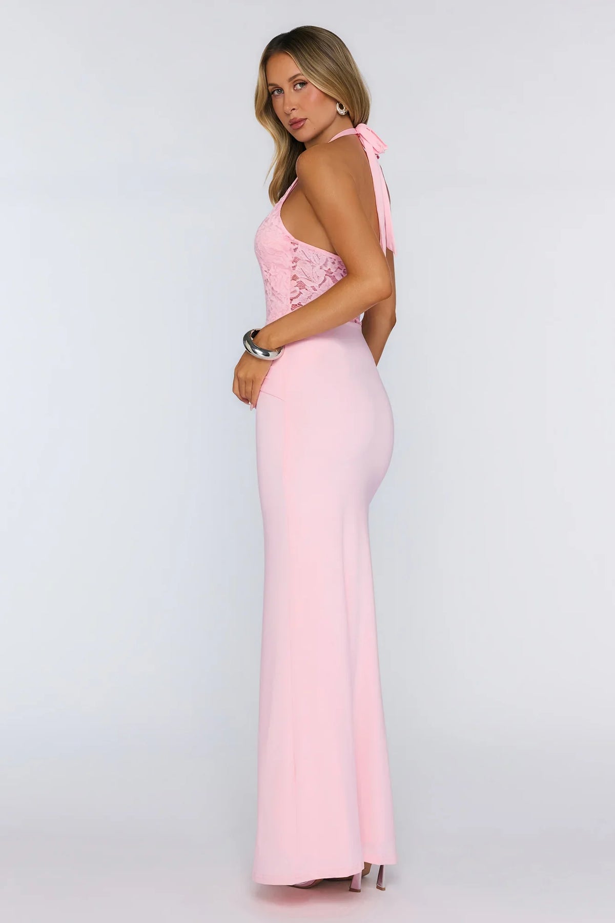 Always That Girl Halter Maxi Dress Pink