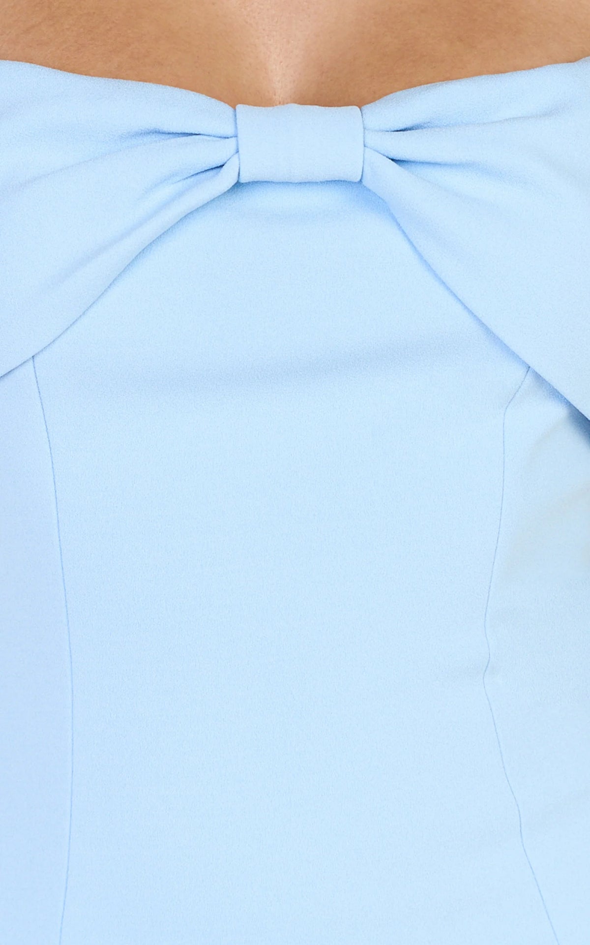 Thalia Mini Dress - Off Shoulder Bow Detail Dress in Light Blue