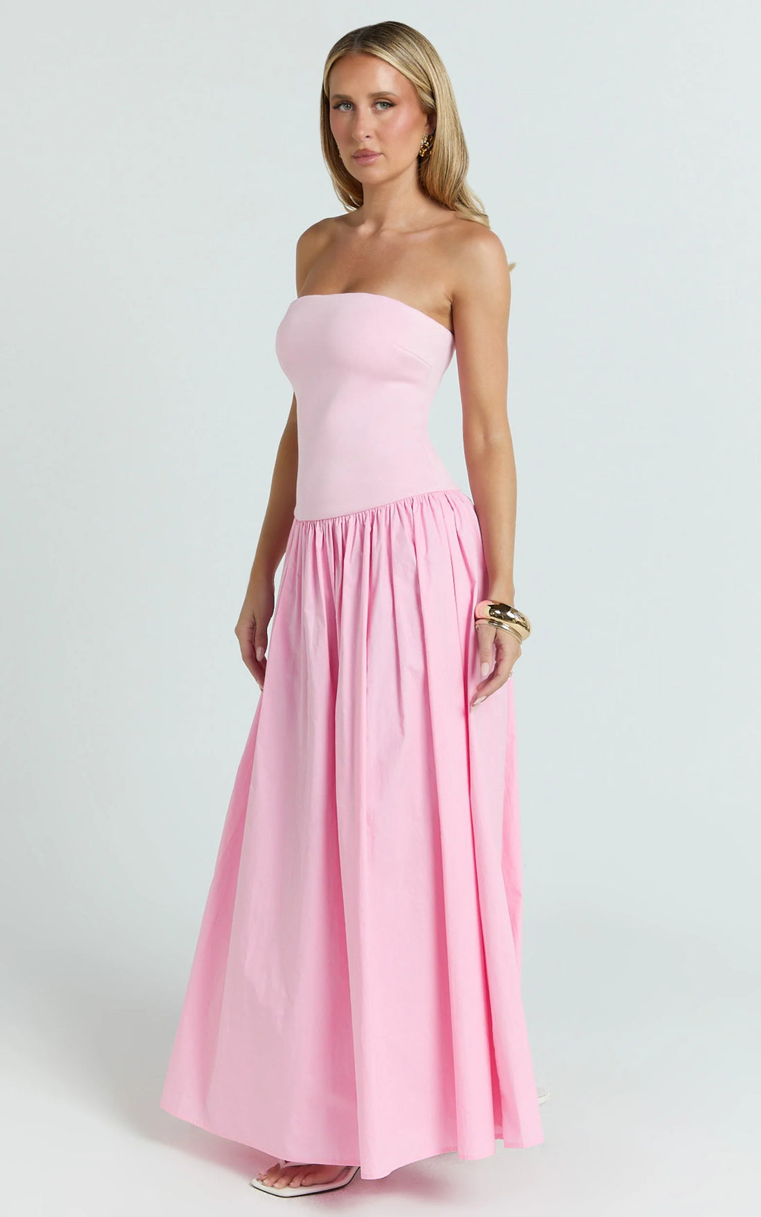 Cheyenne Maxi Dress - Strapless A Line Dress in Pink