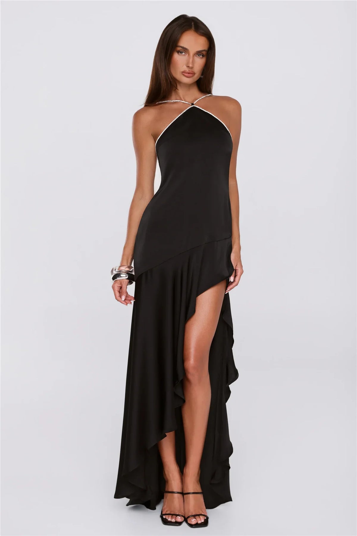 Luxe Secrets Satin Maxi Dress Black