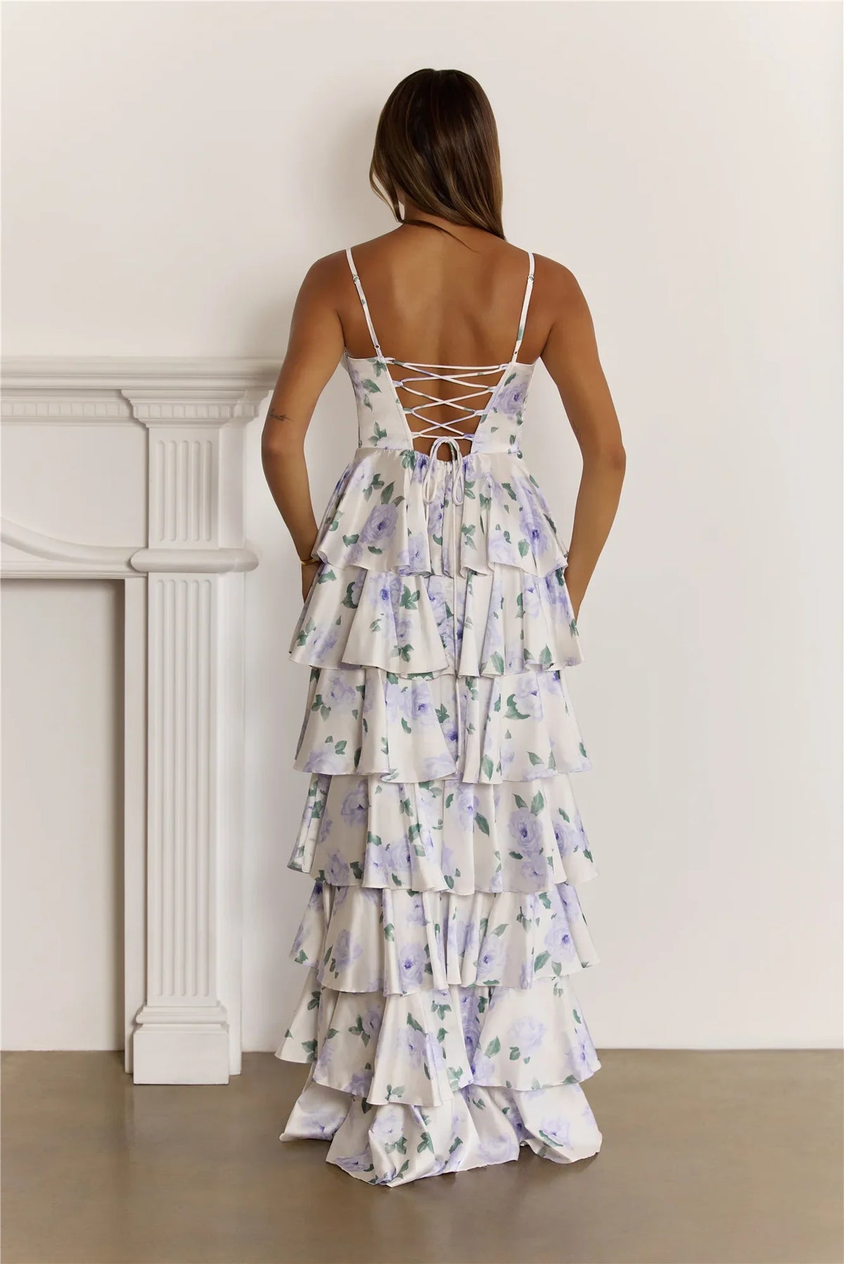 Dreamy Floral Corset Tiered Maxi Dress White