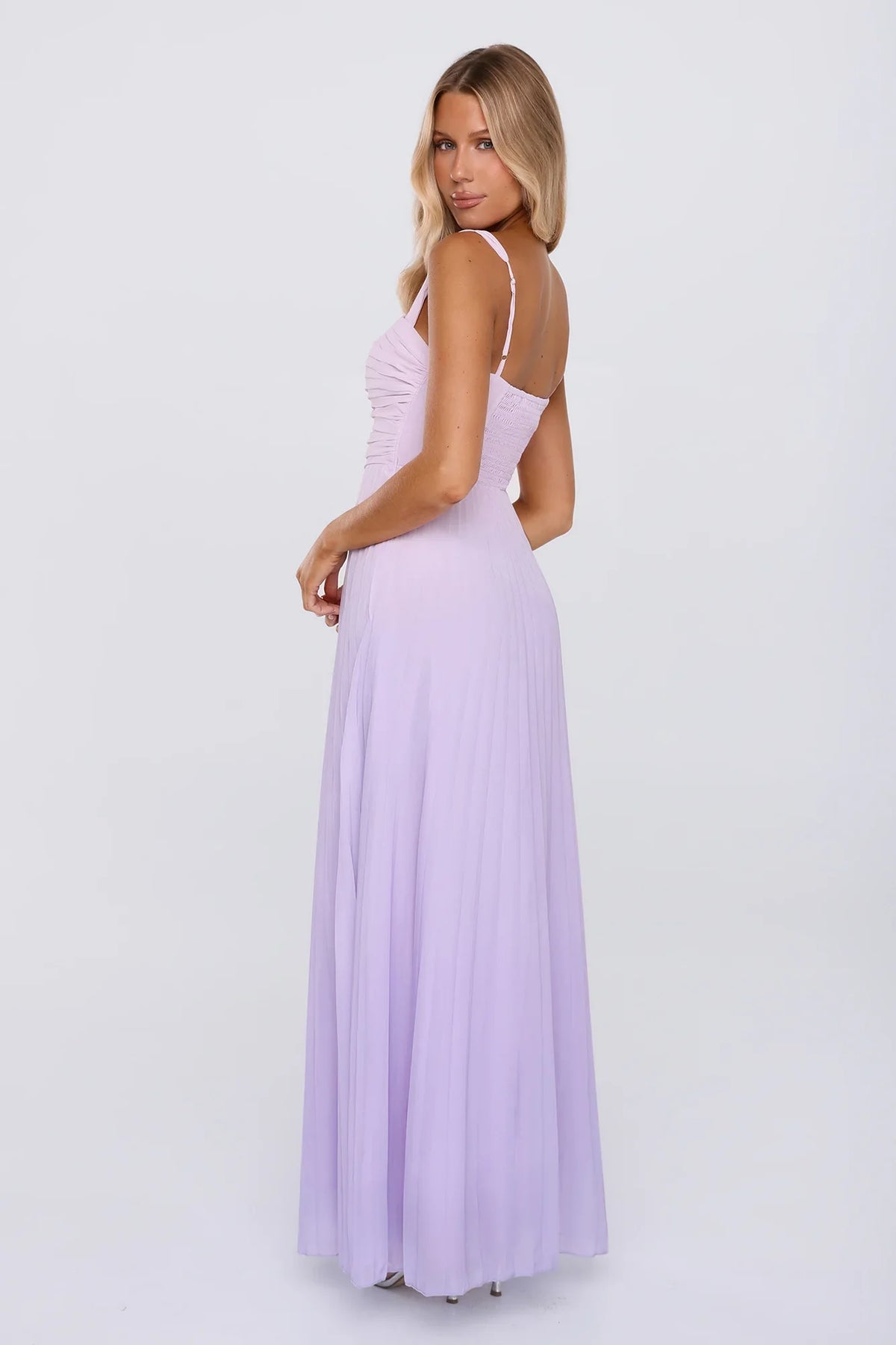 Laidback Luxe Pleated Maxi Dress Lilac