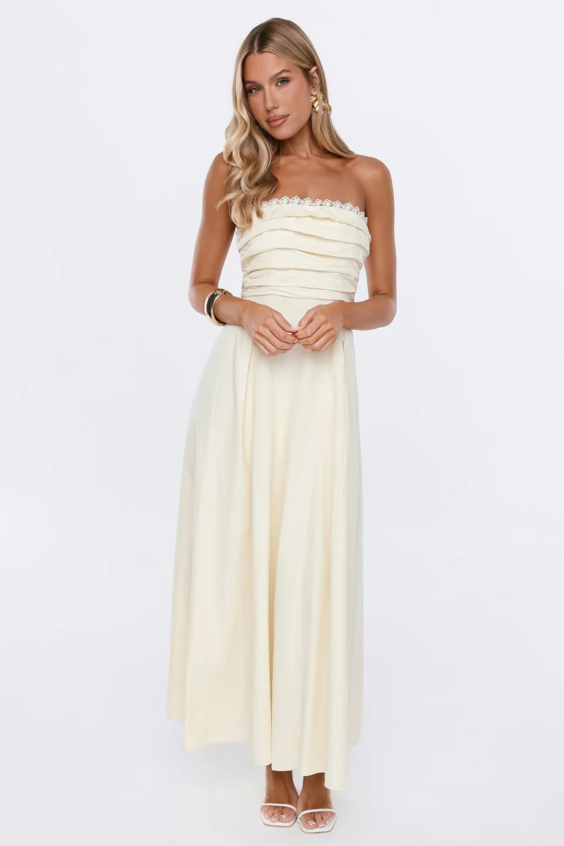 Lovely Affair Strapless Maxi Dress Yellow