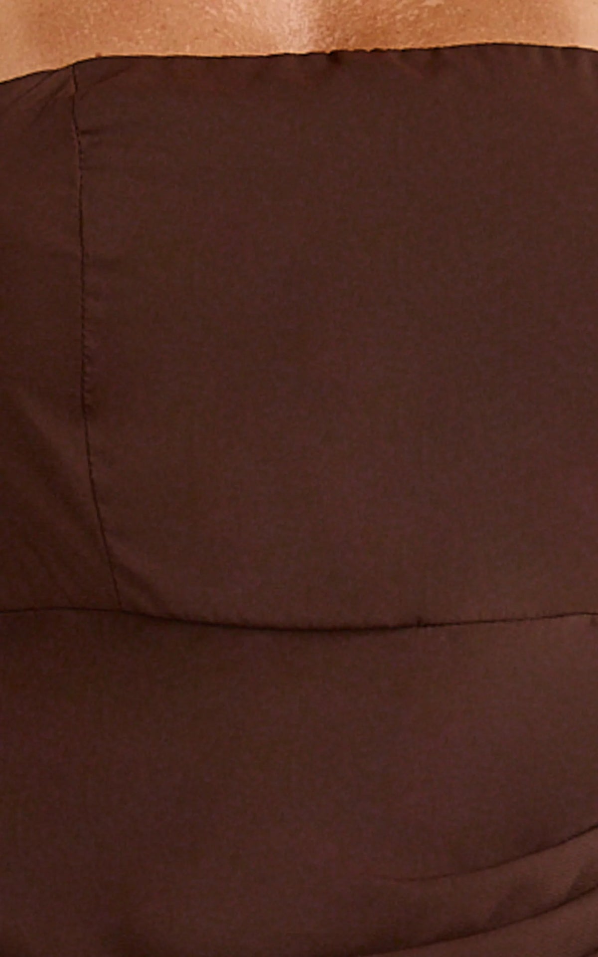 Penelope Maxi Dress - Halter Tie Back Neck Dropped Asymmetric Fit And Flare Dress in Chocolate