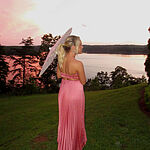 Clouds Of Love Strapless Pleated Maxi Dress Pink