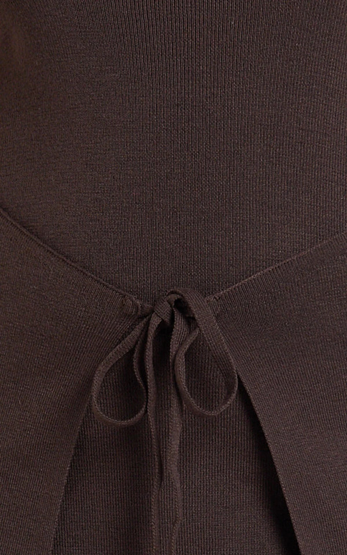 Chloe Mini Dress - Strapless Asymmetric Front Wrap Knit Dress in Chocolate