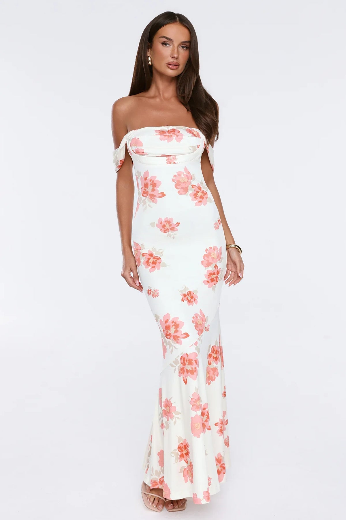 Garden Luxe Off Shoulder Maxi Dress White