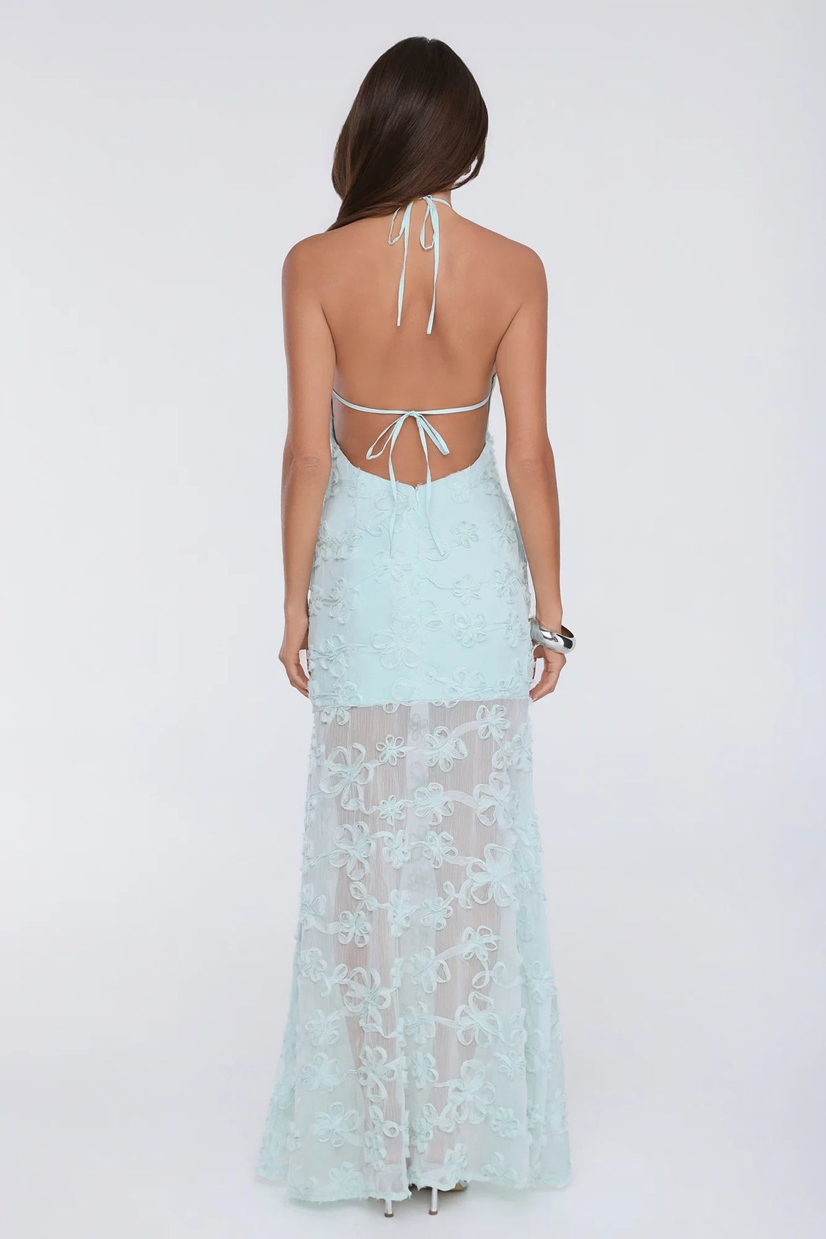 Enchanted Aura Halter Maxi Dress Sage