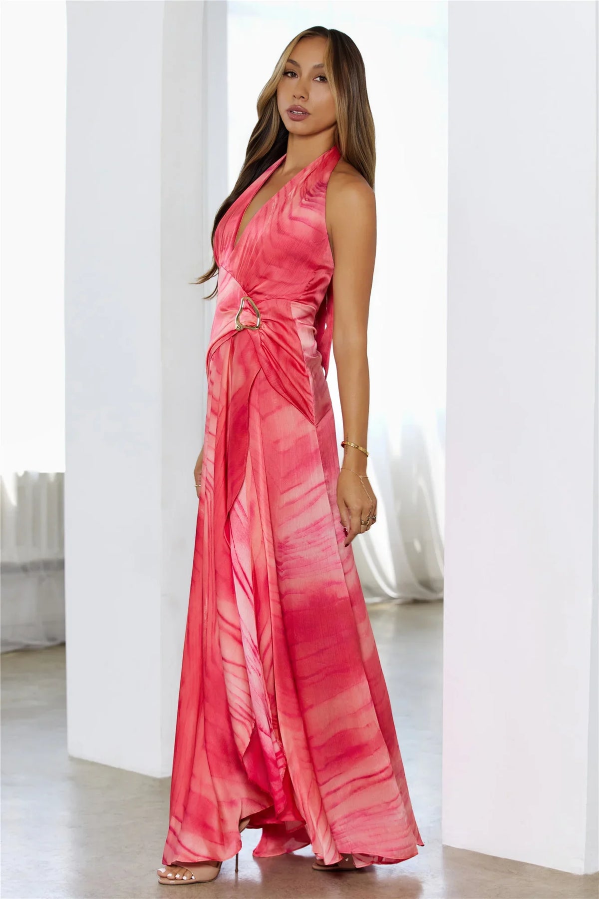 Style Influence Halter Maxi Dress Red