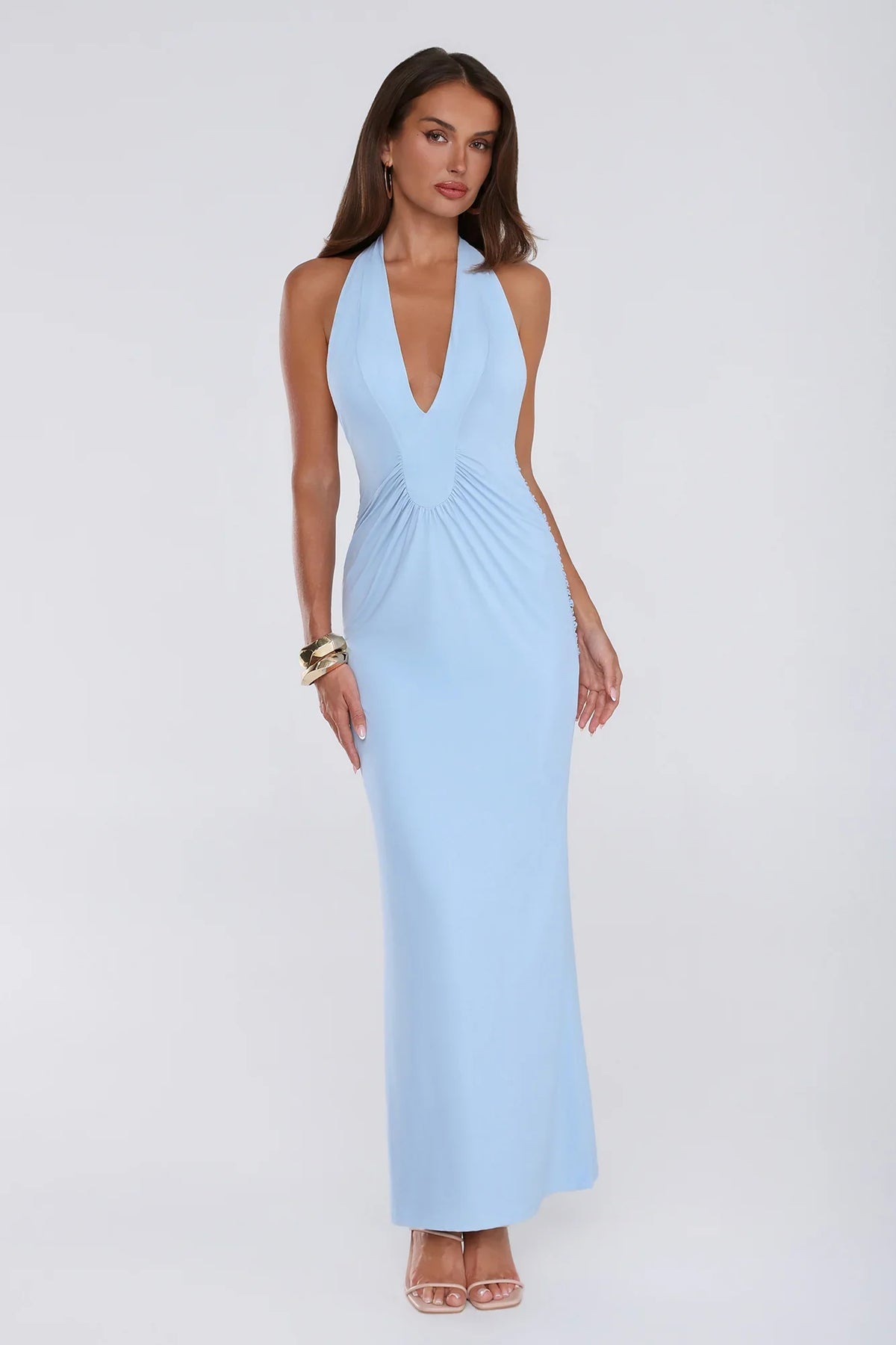 Love Drifted Halter Maxi Dress Blue
