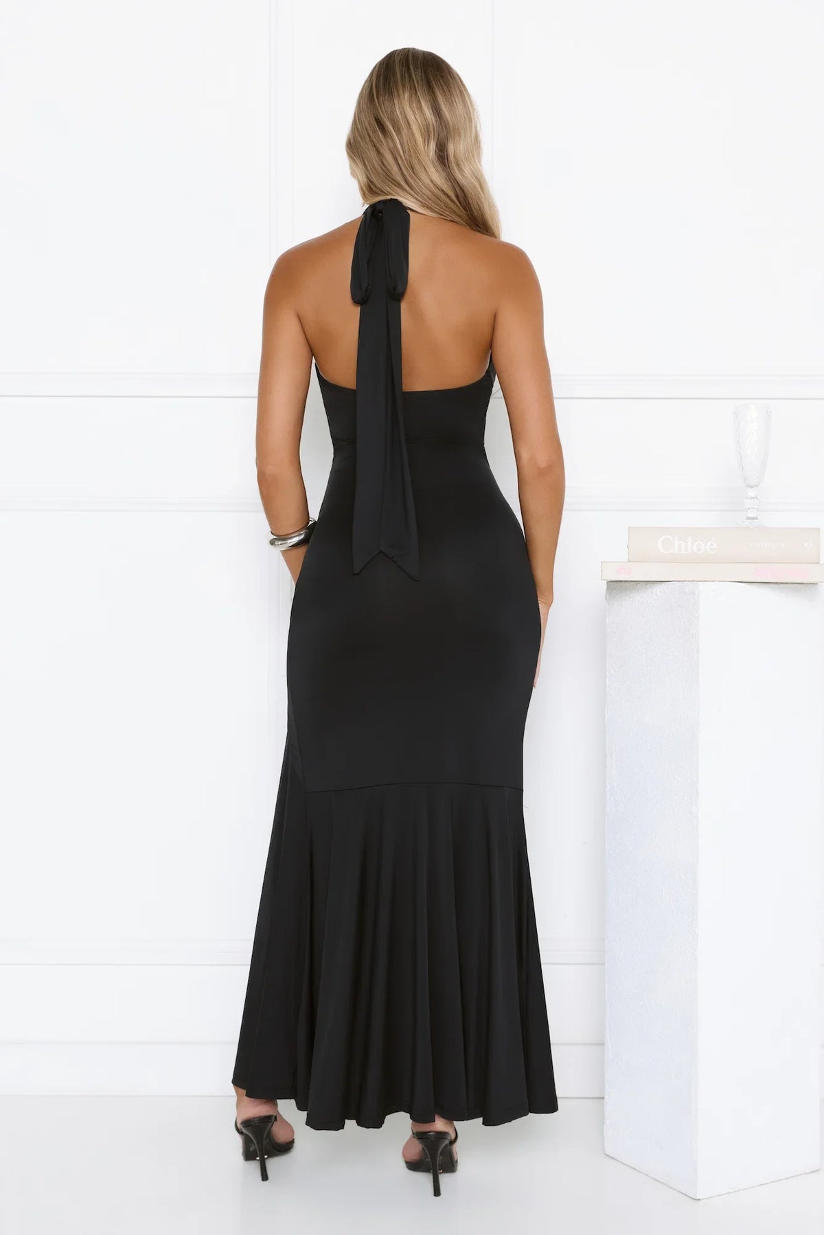 Pretty In Motion Halter Maxi Black