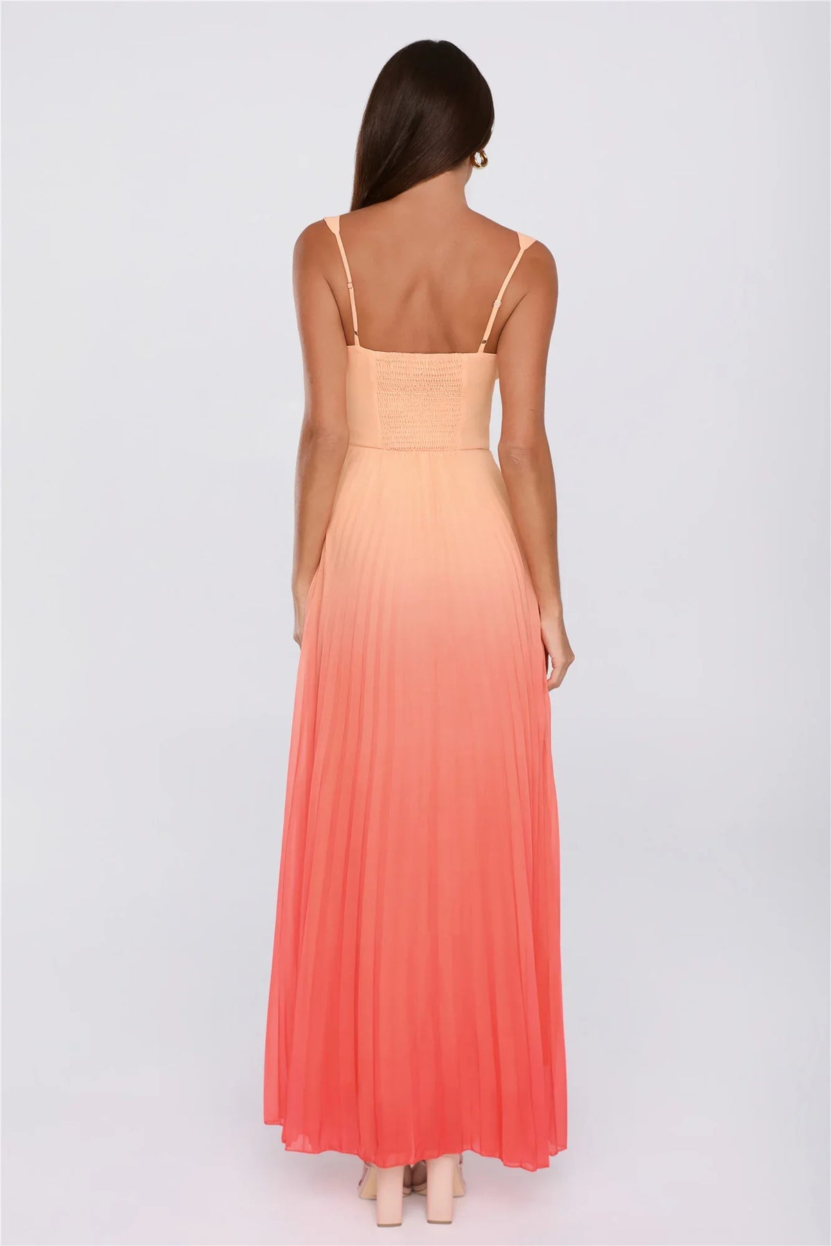 Saved Aesthetic Pleated Maxi Dress Orange