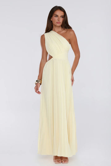Summer Seduction One Shoulder Maxi Dress Yellow