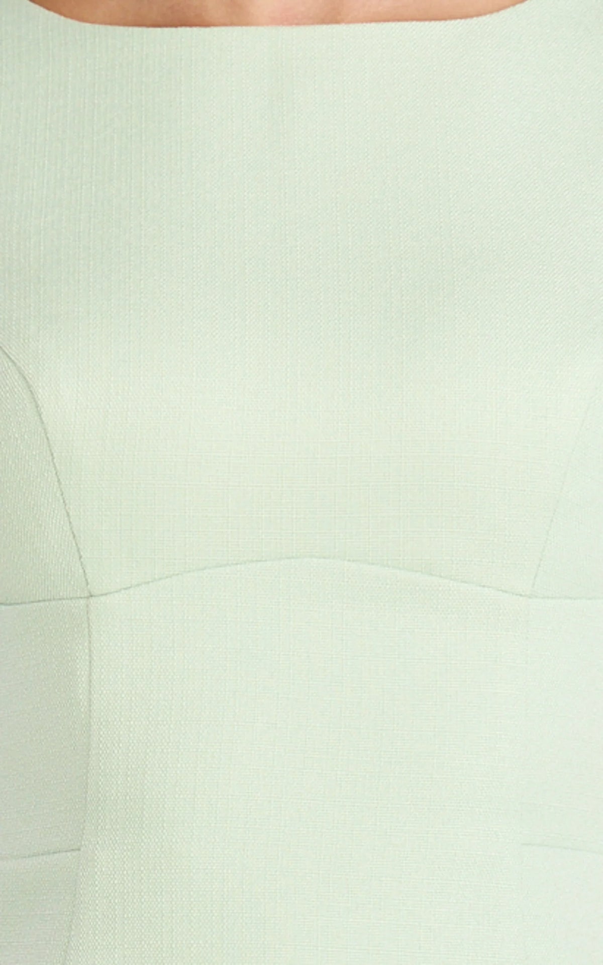 Raquelle Mini Dress - Boucle Boat Neck V Back Fit and Flare Dress in Pistachio