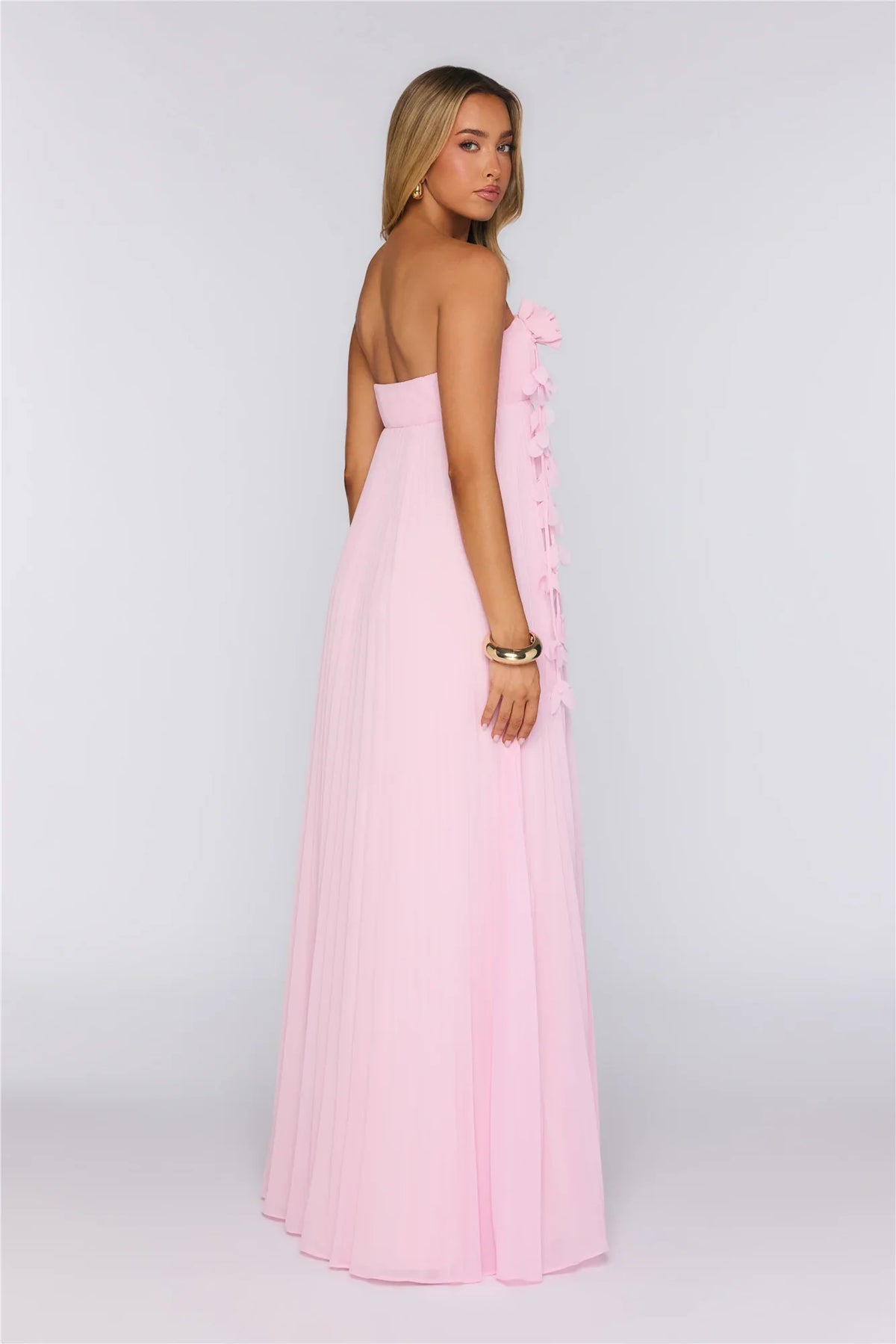 Dreamcatcher Edit Strapless Pleated Maxi Dress Pink