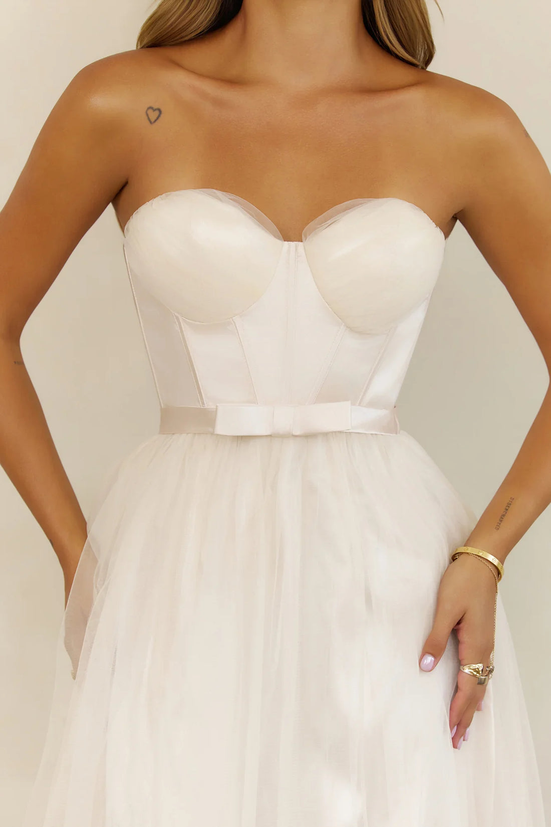 First Kiss Feeling Strapless Maxi Dress Cream