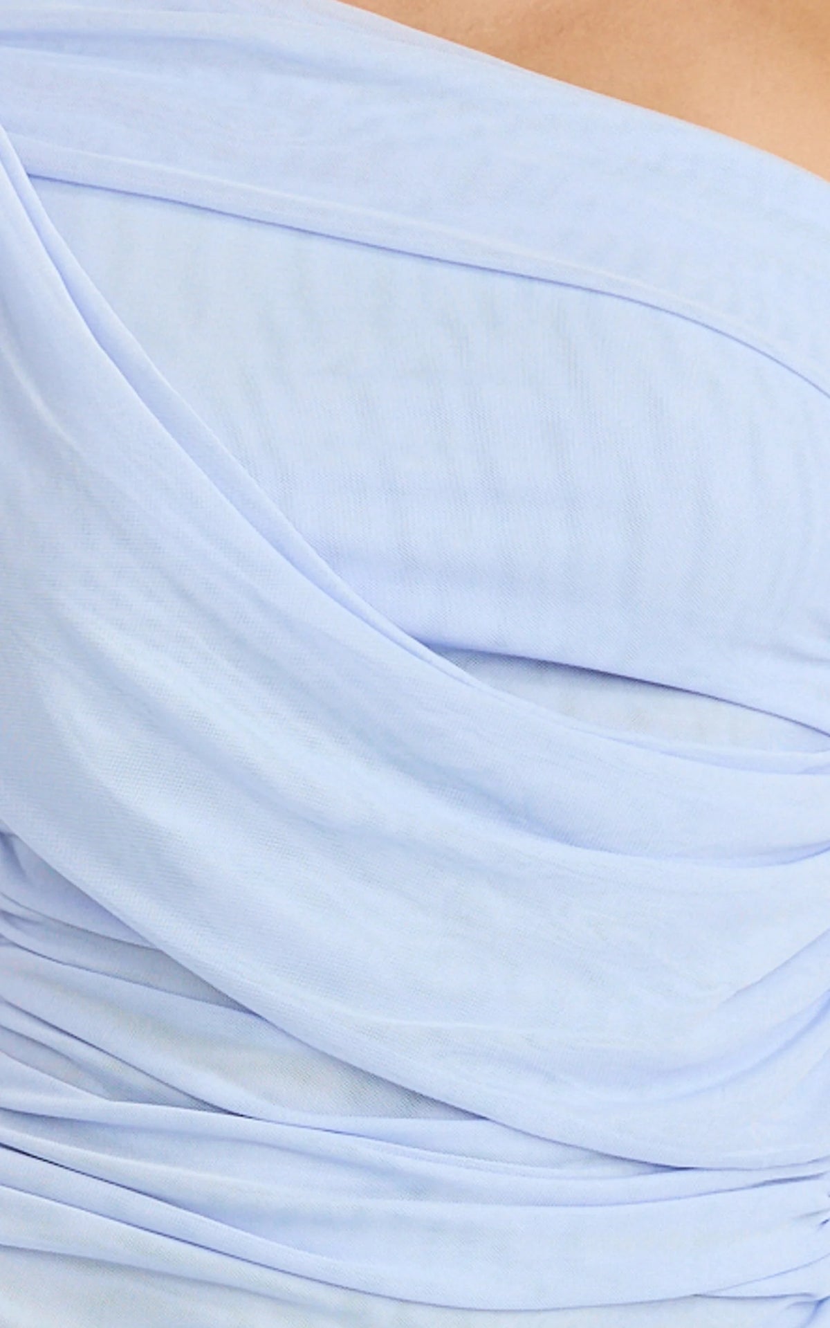 Cyra Mini Dress - Long Sleeve Drape Overlay Dress in Blue