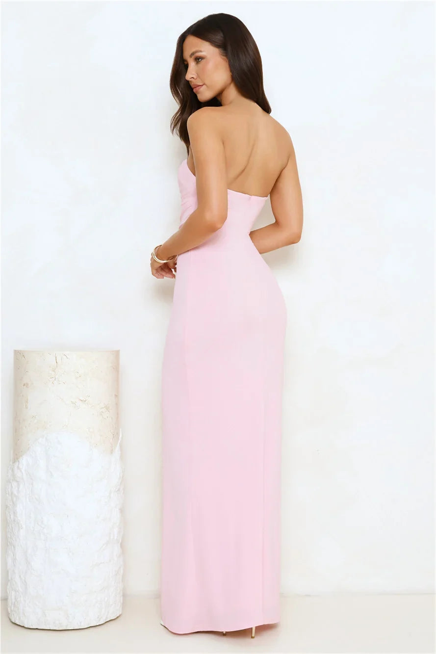 Seashore Dreaming Strapless Maxi Dress Pink