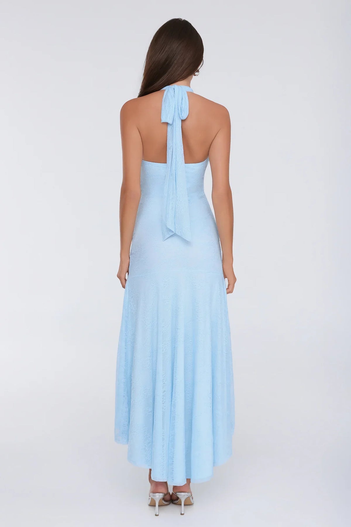 Late Night Society Lace Halter Maxi Dress Blue