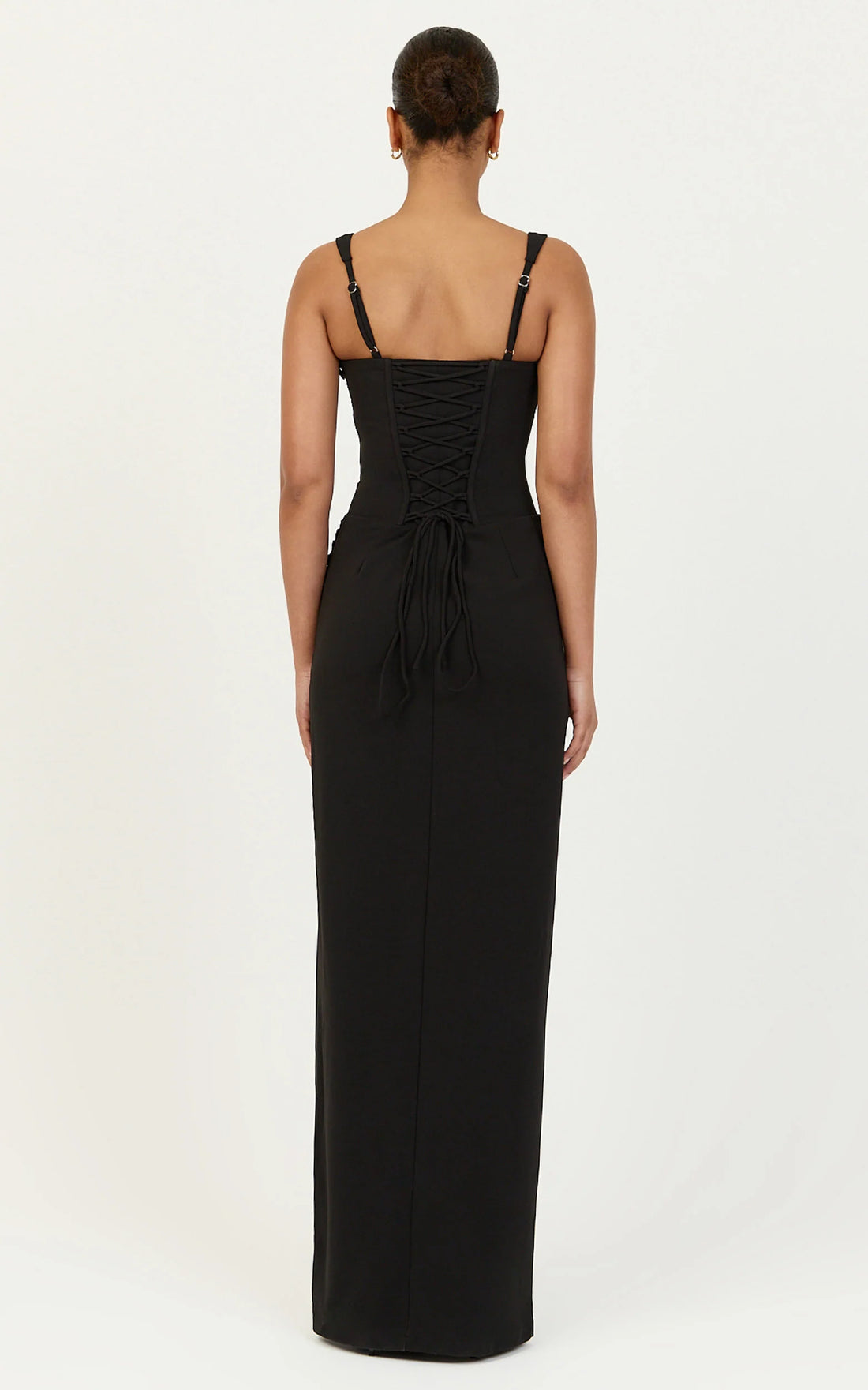 Amara Maxi Dress - Corset Bodice Lace Up Dress in Black