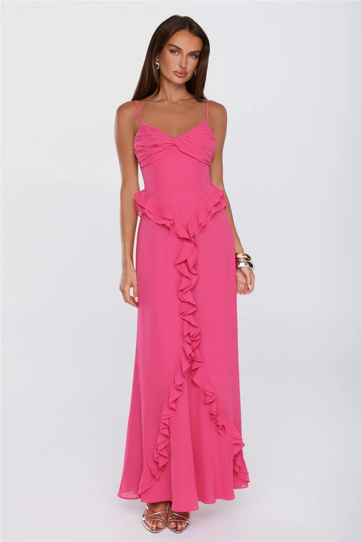 Balmy Nights Club Maxi Dress Hot Pink