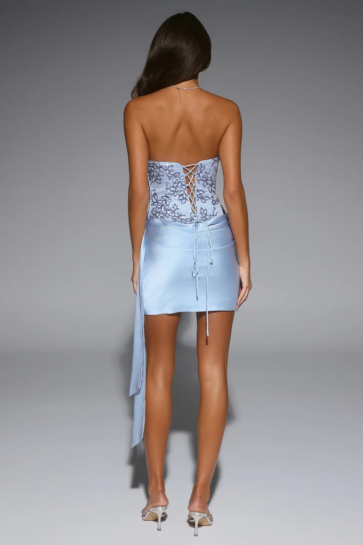 Little Temptation Strapless Embellished Satin Mini Dress Blue