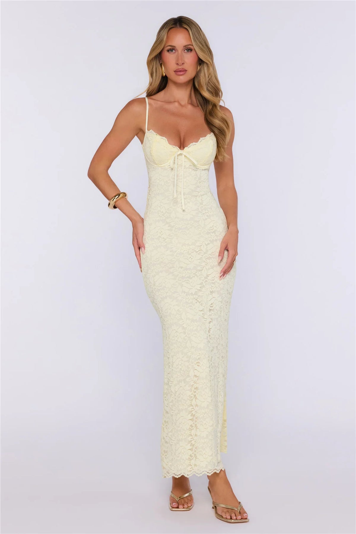 Dream Vision Lace Maxi Dress Yellow
