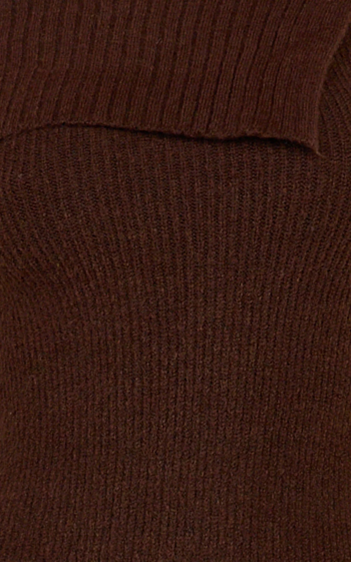 Tess Mini Dress - Asymmetric Off Shoulder Long Sleeve Knit Dress in Chocolate