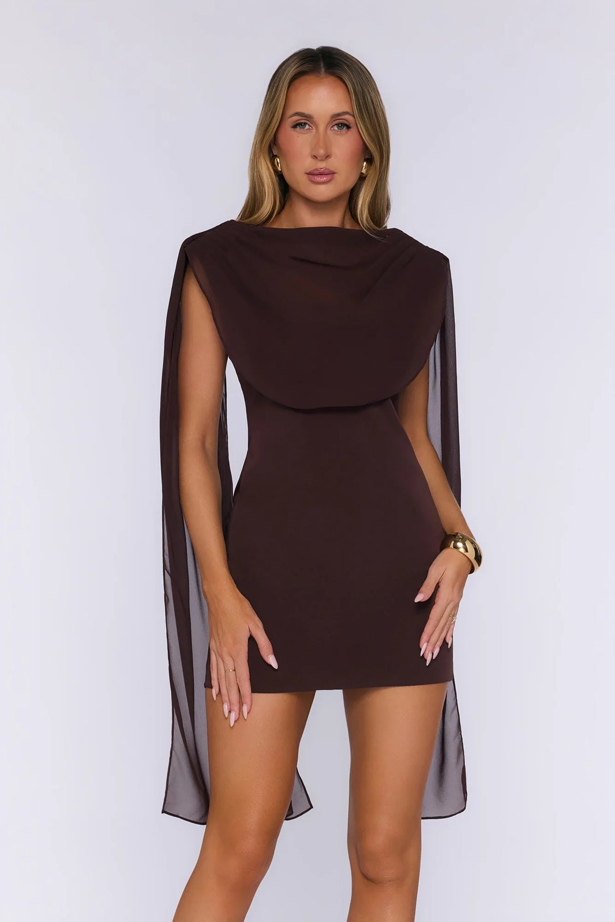 Whimsical Luxe Mini Dress Brown