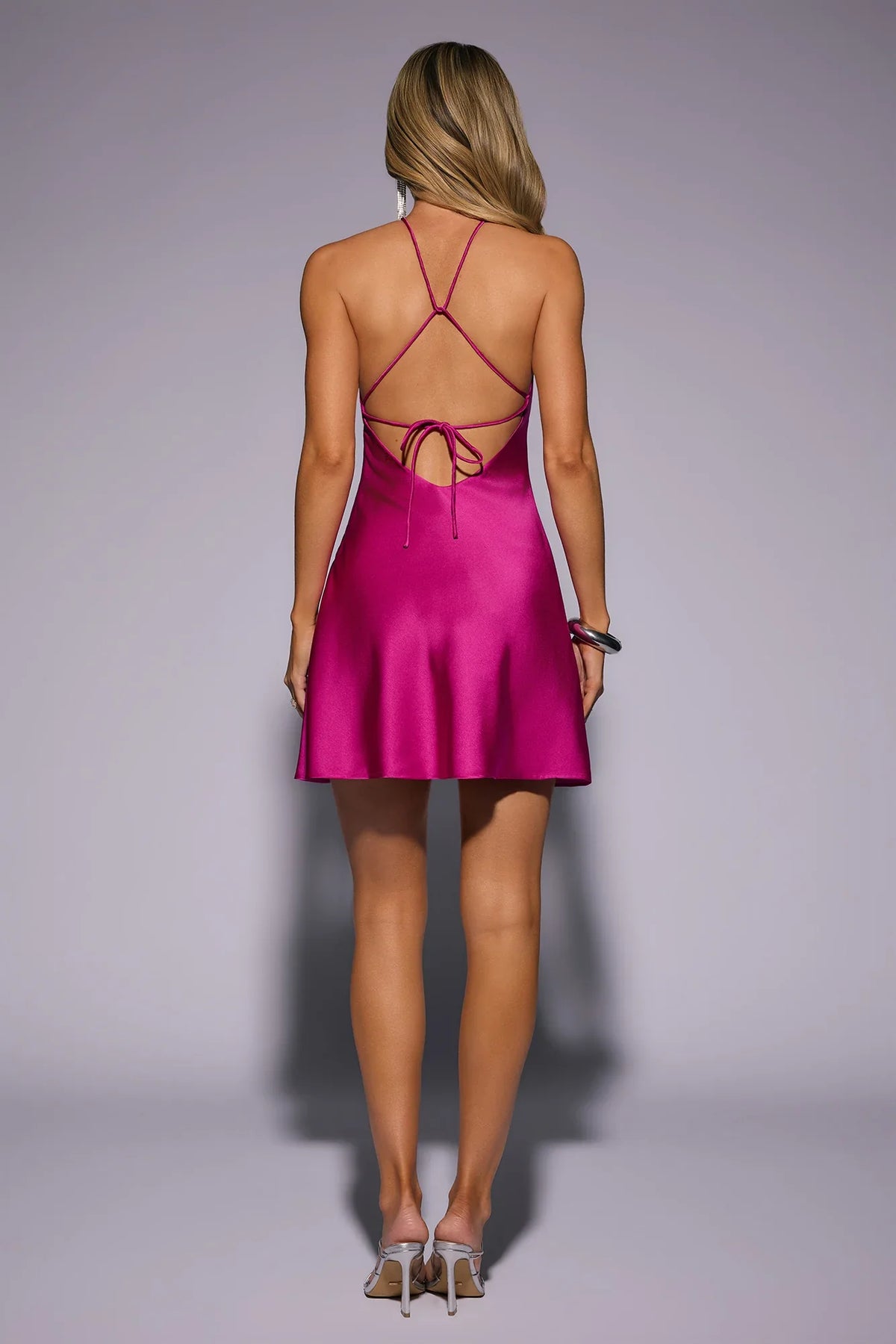 Wink This Way Satin Mini Dress Magenta