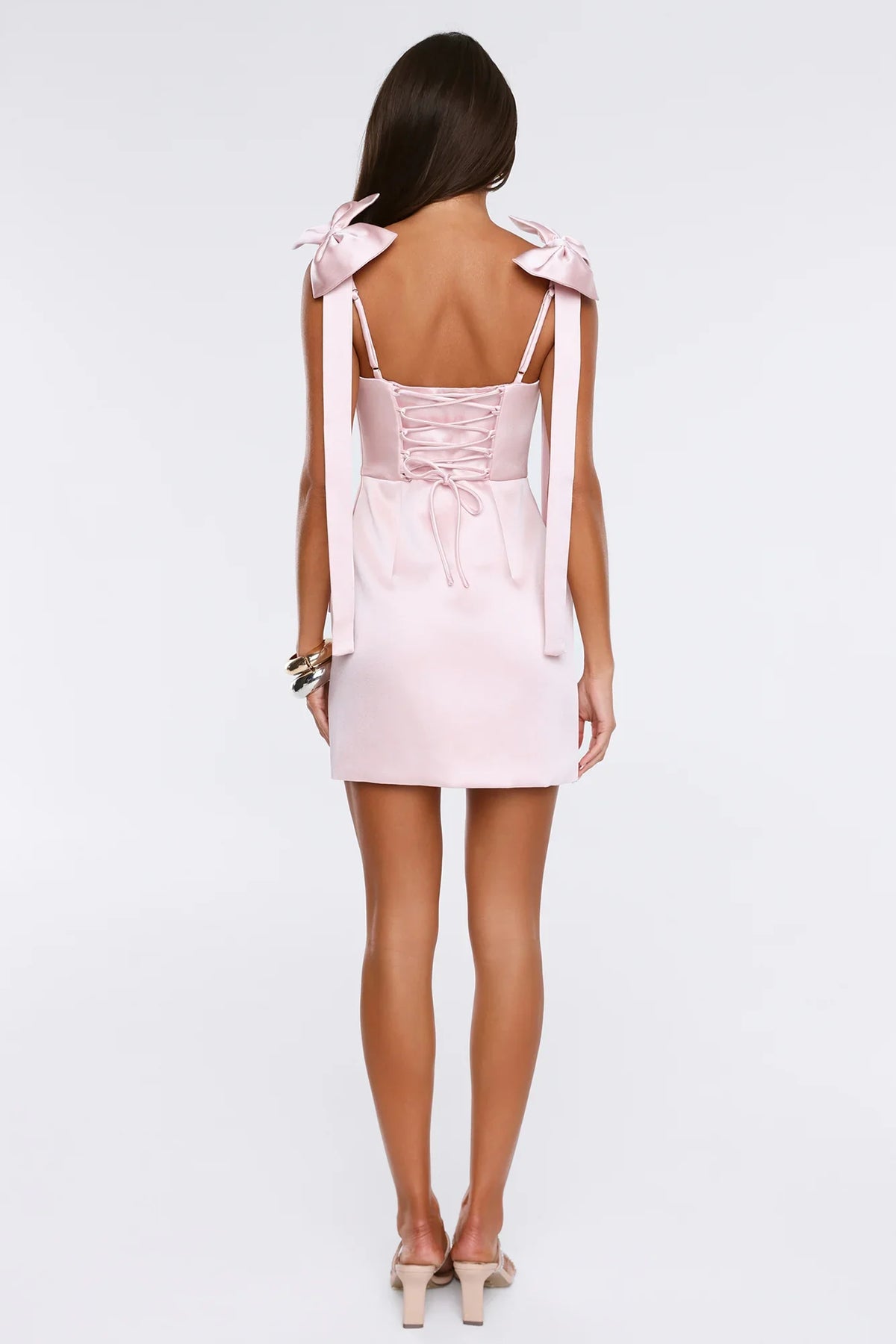 Dusk Bloom Satin Mini Dress Blush